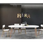 Mesa extensível de jantar de madeira, com tampo branco Ian Viadurini