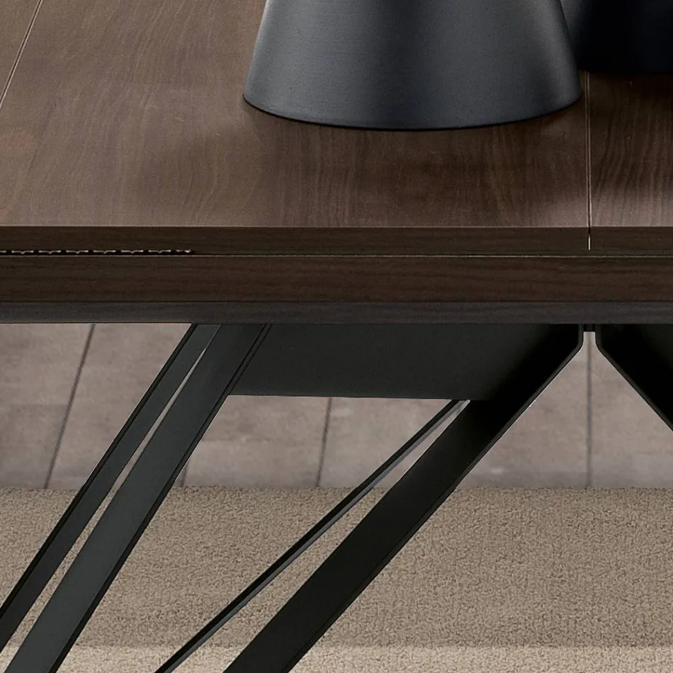 Mesa Extensível Dobrável em Metal e Melamina Fabricada na Itália - Meluso Viadurini