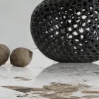 Mesa extensível em metal e tampo cerâmico com acabamento em mármore ônix - Marche Viadurini