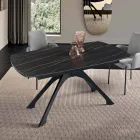 Mesa extensível de metal com tampo em porcelanato imitando mármore - Vittorio Viadurini