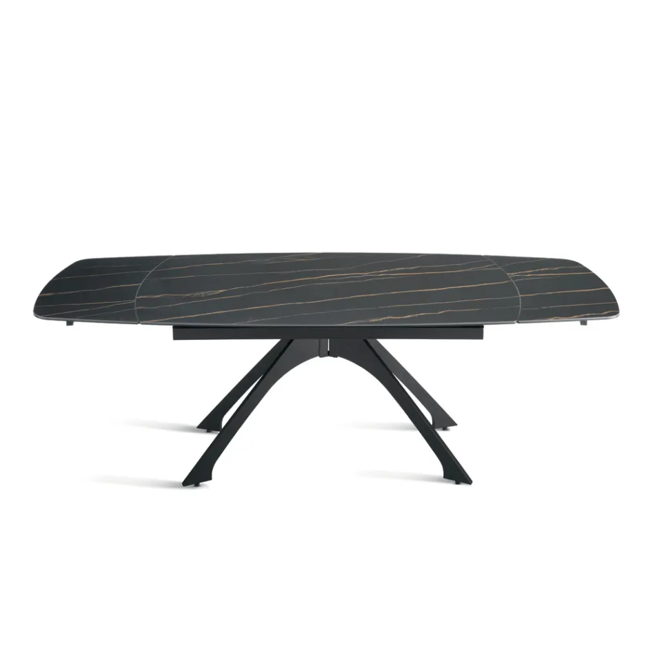 Mesa extensível de metal com tampo em porcelanato imitando mármore - Vittorio Viadurini