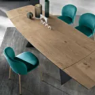 Mesa extensível em folheado de carvalho e base de metal pintado - Milo Viadurini