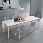 Mesa extensível em vitrocerâmica e base metálica em diversos acabamentos - Ariel Viadurini