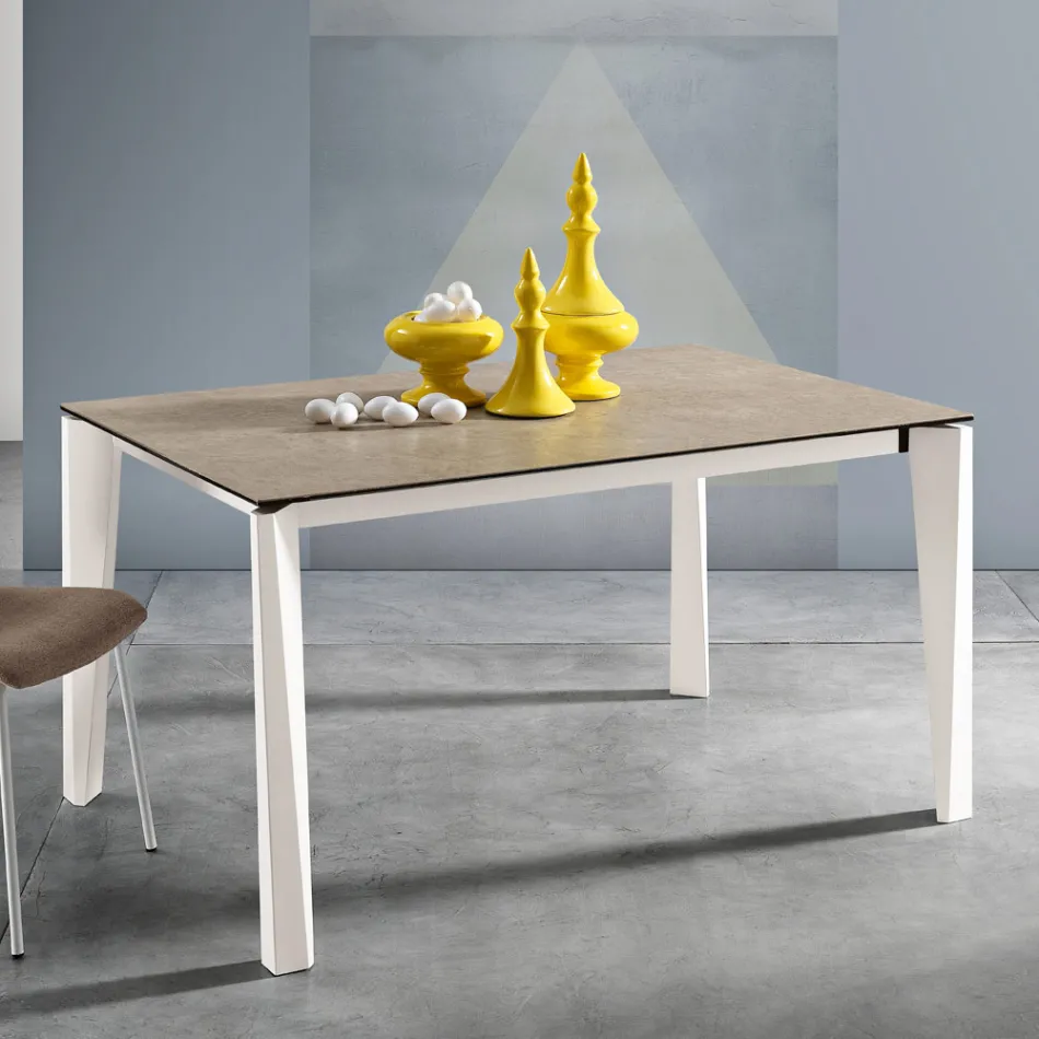 Mesa extensível de vidro cerâmico Fokos Terra Finish Made in Italy - Ariel Viadurini