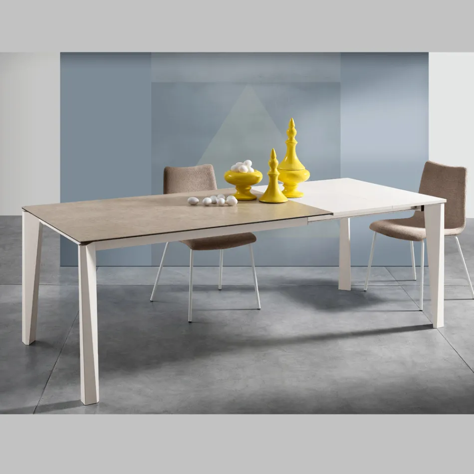 Mesa extensível de vidro cerâmico Fokos Terra Finish Made in Italy - Ariel Viadurini