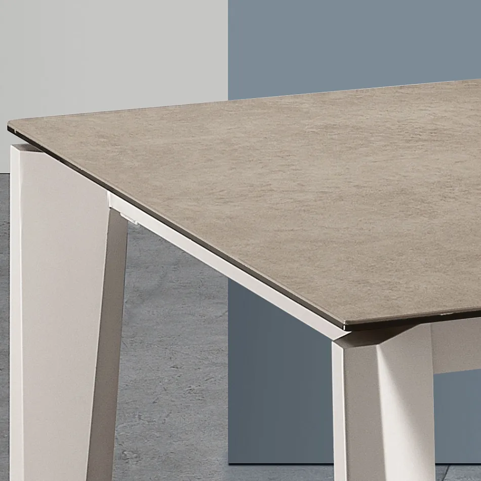 Mesa extensível de vidro cerâmico Fokos Terra Finish Made in Italy - Ariel Viadurini
