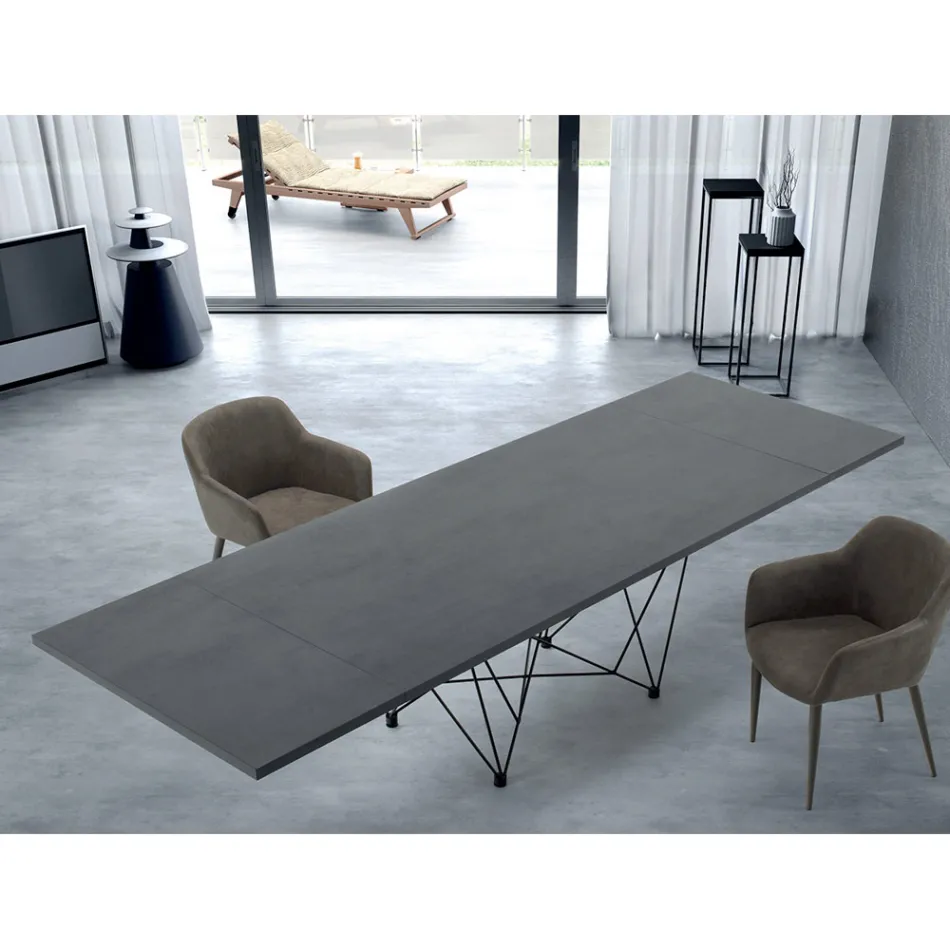 Mesa extensível moderna de 14 lugares com tampo laminado Made in Italy - Ezzellino Viadurini