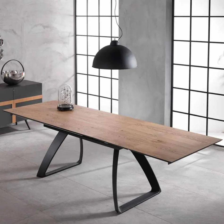 Mesa extensível moderna com pernas de metal, Villongo Viadurini