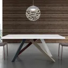 Mesa extensível moderna com tampo de madeira laminada fabricada na Itália – Settimmio Viadurini