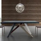 Mesa extensível moderna com tampo de madeira laminada fabricada na Itália – Settimmio Viadurini