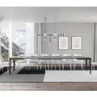 Mesa Extensível Moderna em Madeira Melamínica e Tampo em Ferro - Marella Viadurini