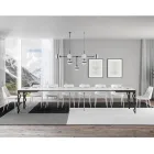 Mesa Extensível Moderna em Madeira Melamínica e Tampo em Ferro - Marella Viadurini