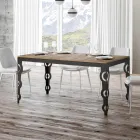 Mesa Extensível Moderna em Madeira Melamínica e Tampo em Ferro - Marella Viadurini