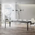 Mesa Extensível Moderna em Madeira Melamínica e Tampo em Ferro - Marella Viadurini