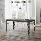 Mesa Extensível Moderna em Madeira Melamínica e Tampo em Ferro - Marella Viadurini