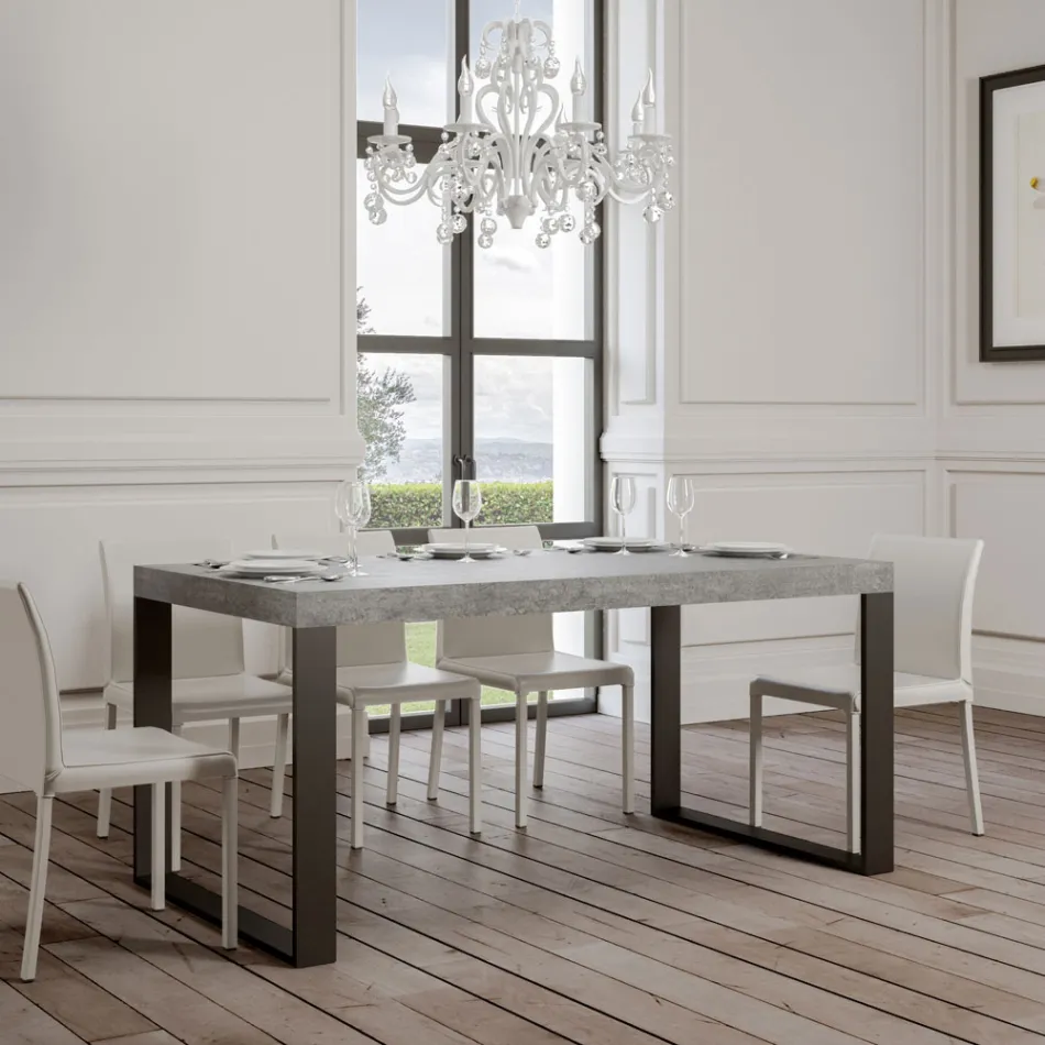 Mesa extensível moderna em madeira melamínica fabricada na Itália - Badesi Viadurini