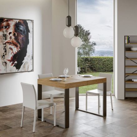 Mesa extensível moderna em madeira melamínica fabricada na Itália - Badesi Viadurini