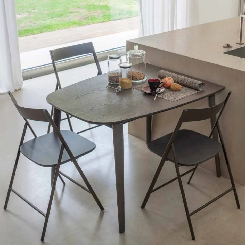 Mesa Extensível de Jantar em Madeira Folheada até 170 cm - Nutello Viadurini