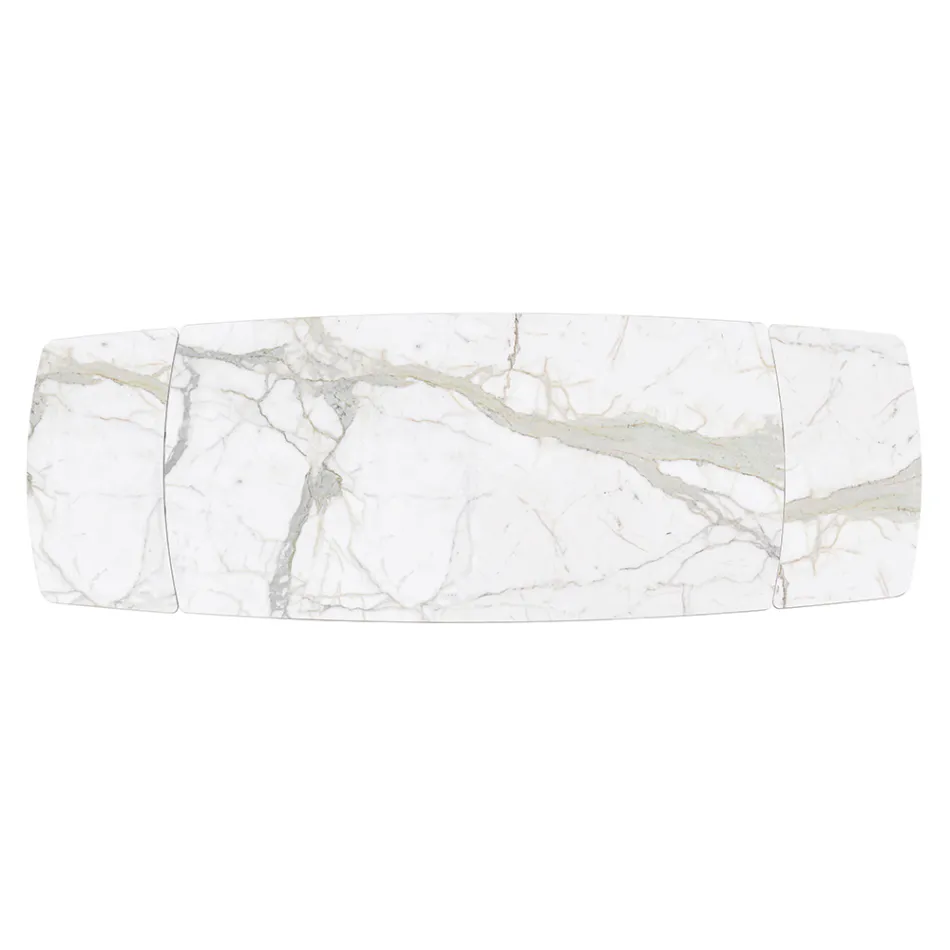 Mesa extensível com tampo de cerâmica e base de ferro - Incrocio Viadurini