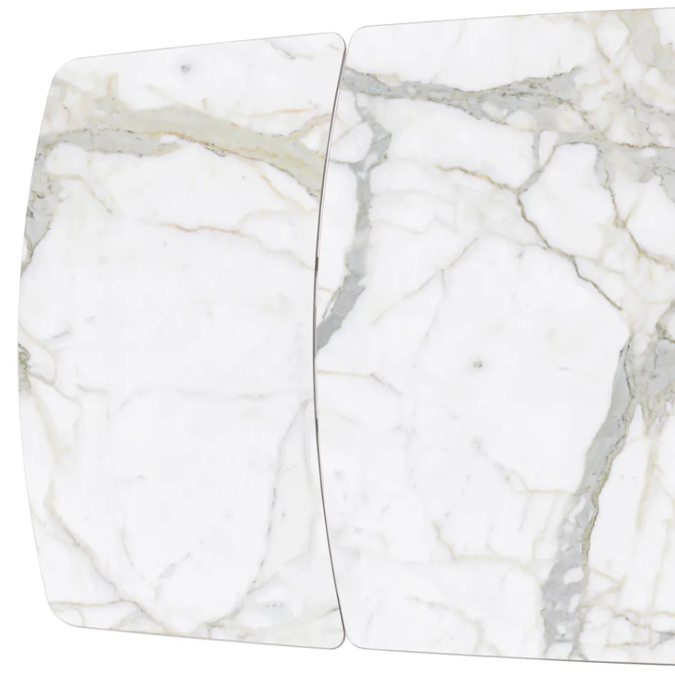 Mesa extensível com tampo de cerâmica e base de ferro - Incrocio Viadurini