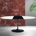 Mesa extensível Saarinen Tulip, 74 cm de altura, em cerâmica Florim branca - Scarlet Viadurini
