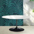 Mesa extensível Saarinen Tulip, 74 cm de altura, em cerâmica Florim branca brilhante - Scarlet Viadurini