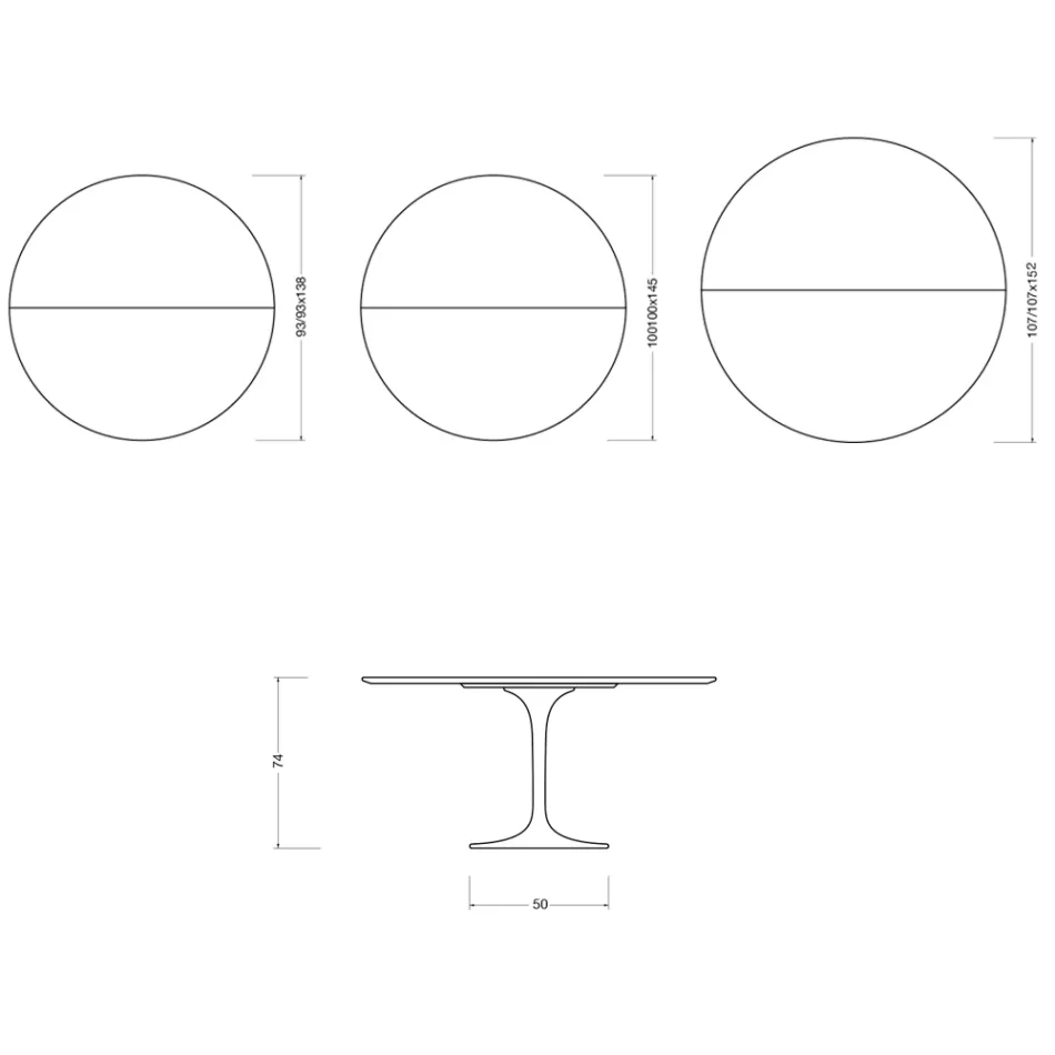 Mesa extensível Saarinen Tulip, 74 cm de altura, em cerâmica Florim branca brilhante - Scarlet Viadurini