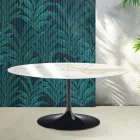 Mesa extensível Saarinen Tulip, 74 cm de altura, em cerâmica Florim Calacatta Gold Gloss - Scarlet Viadurini