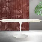 Mesa extensível Saarinen Tulip, 74 cm de altura, em cerâmica Florim Calacatta Gold Matt - Scarlet Viadurini