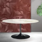 Mesa extensível Saarinen Tulip, 74 cm de altura, em cerâmica Florim Calacatta Gold Matt - Scarlet Viadurini