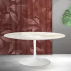 Mesa extensível Saarinen Tulip, 74 cm de altura, em cerâmica Florim Calacatta Gold Matt - Scarlet Viadurini
