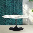Mesa extensível Saarinen Tulip, 74 cm de altura, em cerâmica Statuario Florim brilhante - Scarlet Viadurini