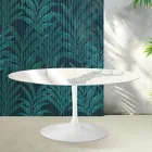 Mesa extensível Saarinen Tulip, 74 cm de altura, em cerâmica Statuario Florim brilhante - Scarlet Viadurini