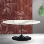 Mesa extensível Saarinen Tulip, 74 cm de altura, em cerâmica fosca Florim Statuario - Escarlate Viadurini