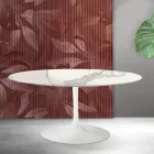 Mesa extensível Saarinen Tulip, 74 cm de altura, em cerâmica fosca Florim Statuario - Escarlate Viadurini