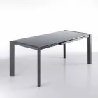 Mesa extensível de vidro temperado temperado cinza e metal Zeno Viadurini