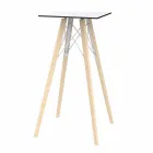 Mesa de Bar alta Square Design em Madeira e Hpl, 4 Peças - Faz Wood by Vondom Viadurini