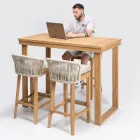 Mesa alta de bar em teca natural escovada - Sponda Viadurini