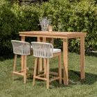 Mesa alta de bar em teca natural escovada - Sponda Viadurini