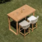 Mesa alta de bar em teca natural escovada - Sponda Viadurini