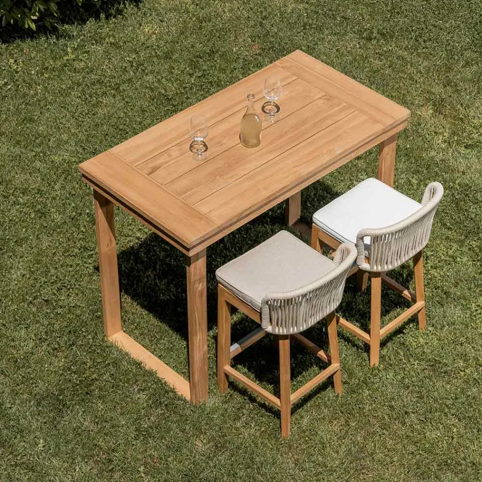 Mesa alta de bar em teca natural escovada - Sponda Viadurini