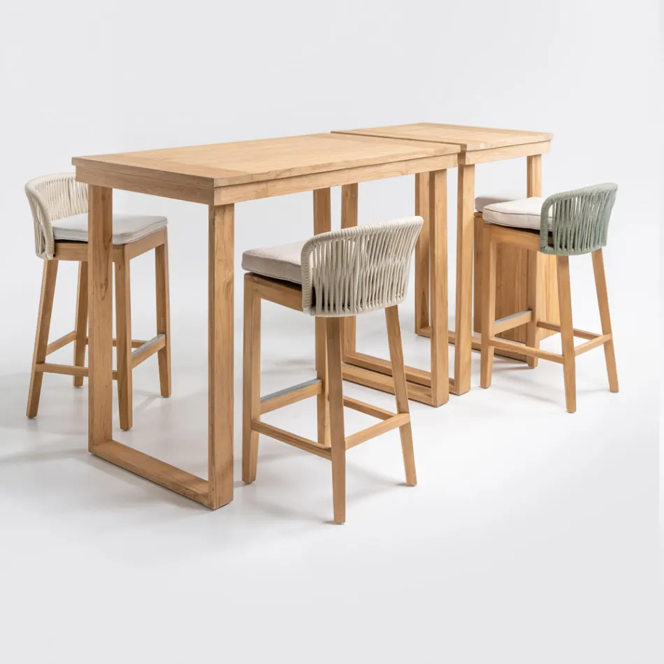 Mesa alta de bar em teca natural escovada - Sponda Viadurini
