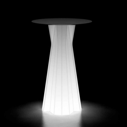 Mesa alta para exterior com base luminosa e tampo Hpl Made in Italy - Tinuccia Viadurini