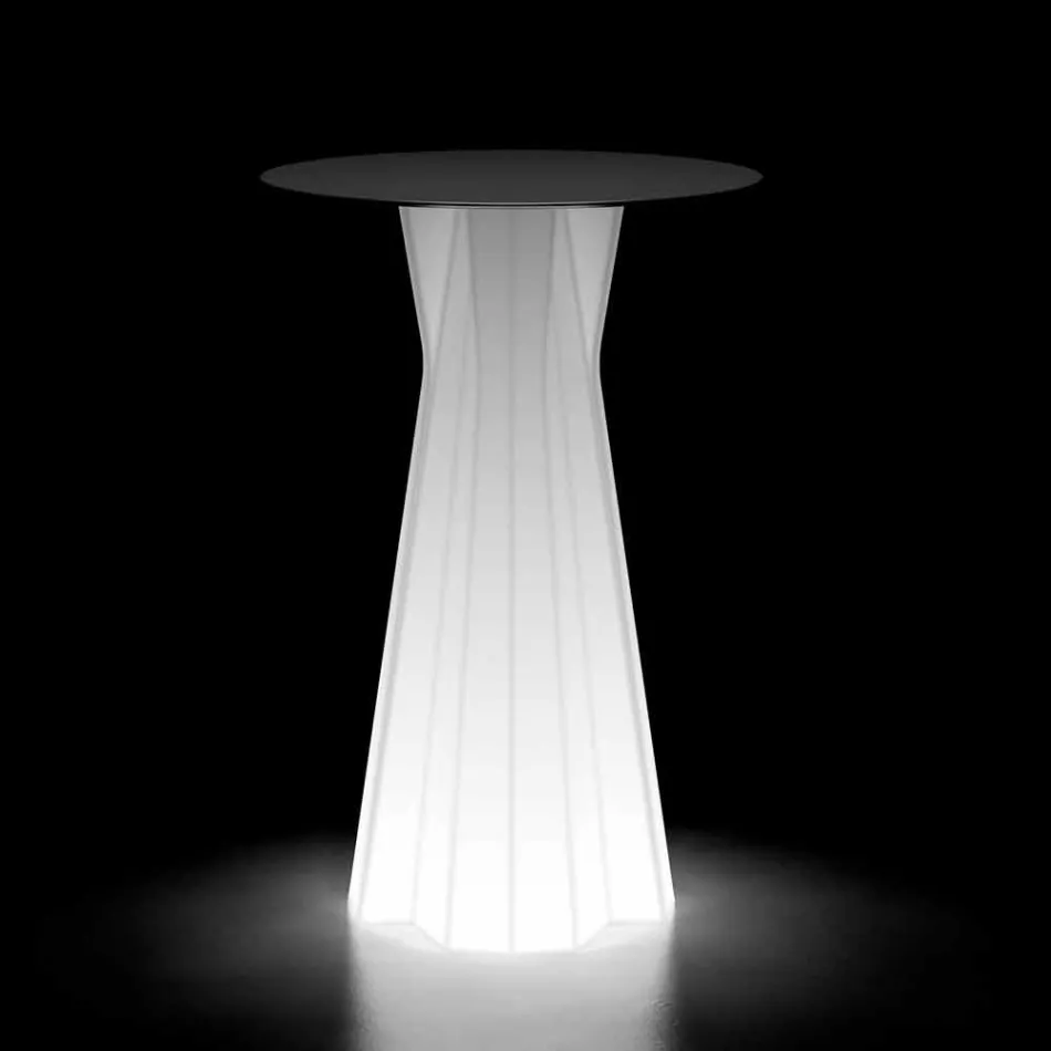 Mesa alta para exterior com base luminosa e tampo Hpl Made in Italy - Tinuccia Viadurini