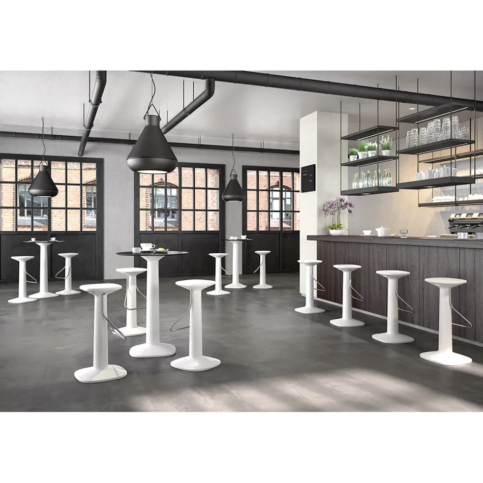 Mesa Redonda Alta em Polietileno com Tampo em HPL Fabricado na Itália - Pito Viadurini