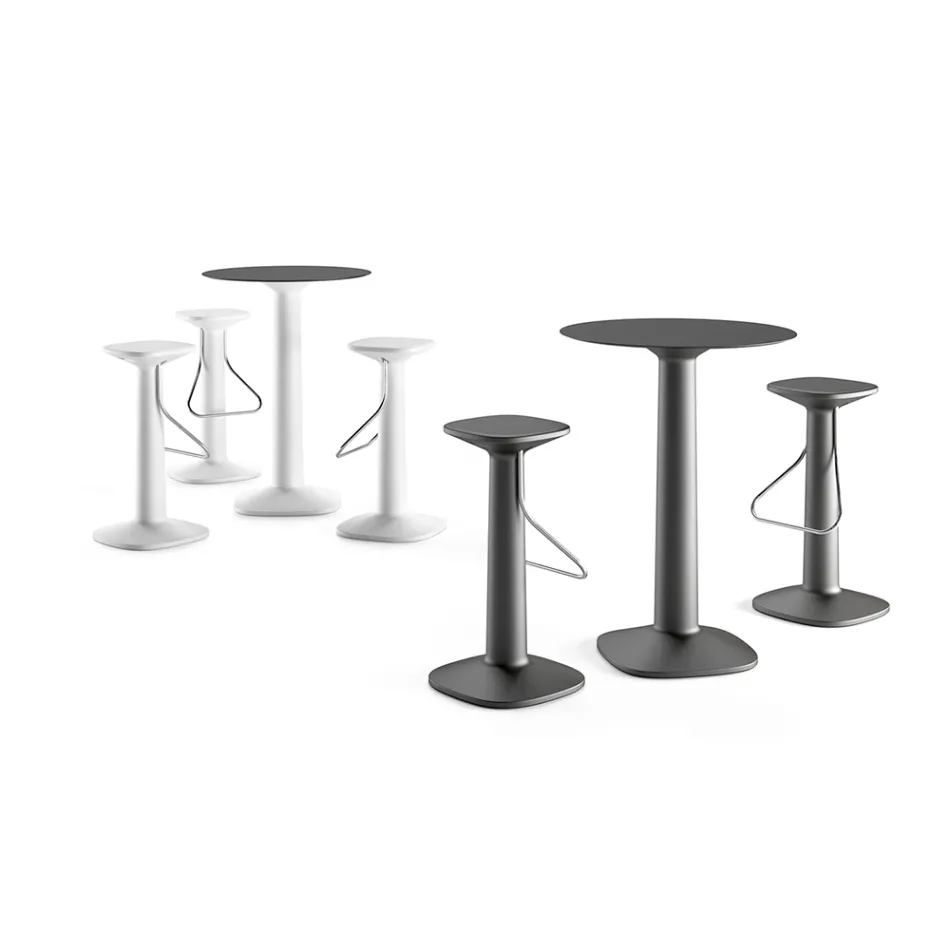 Mesa Redonda Alta em Polietileno com Tampo em HPL Fabricado na Itália - Pito Viadurini