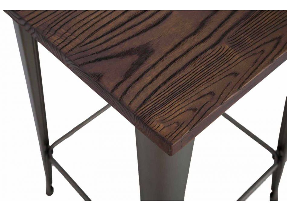 Mesa quadrada de estilo industrial moderno em ferro e madeira - Sophie Viadurini