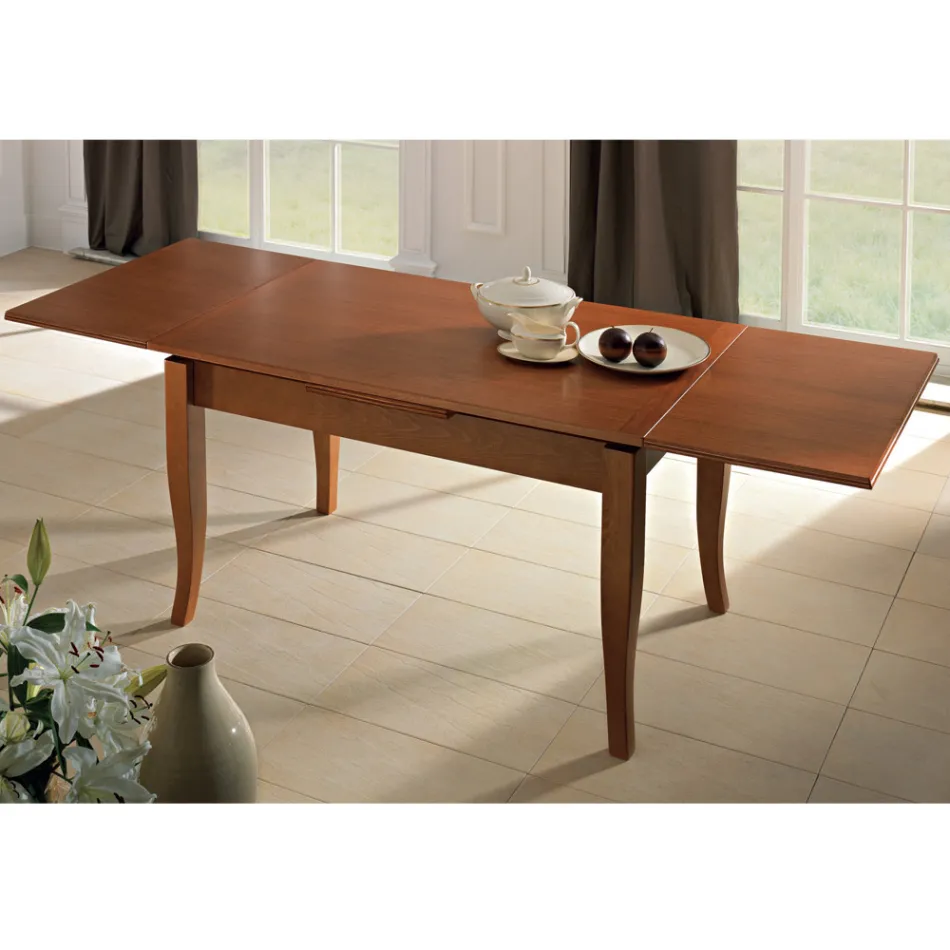 Mesa Extensível Clássica em Folheado de Madeira Artesanal - Karim Viadurini