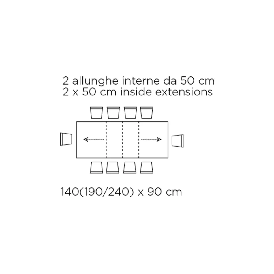 Mesa com Extensões Internas e Borda Dobrável em Laminado Fabricado na Itália - Gordito Viadurini