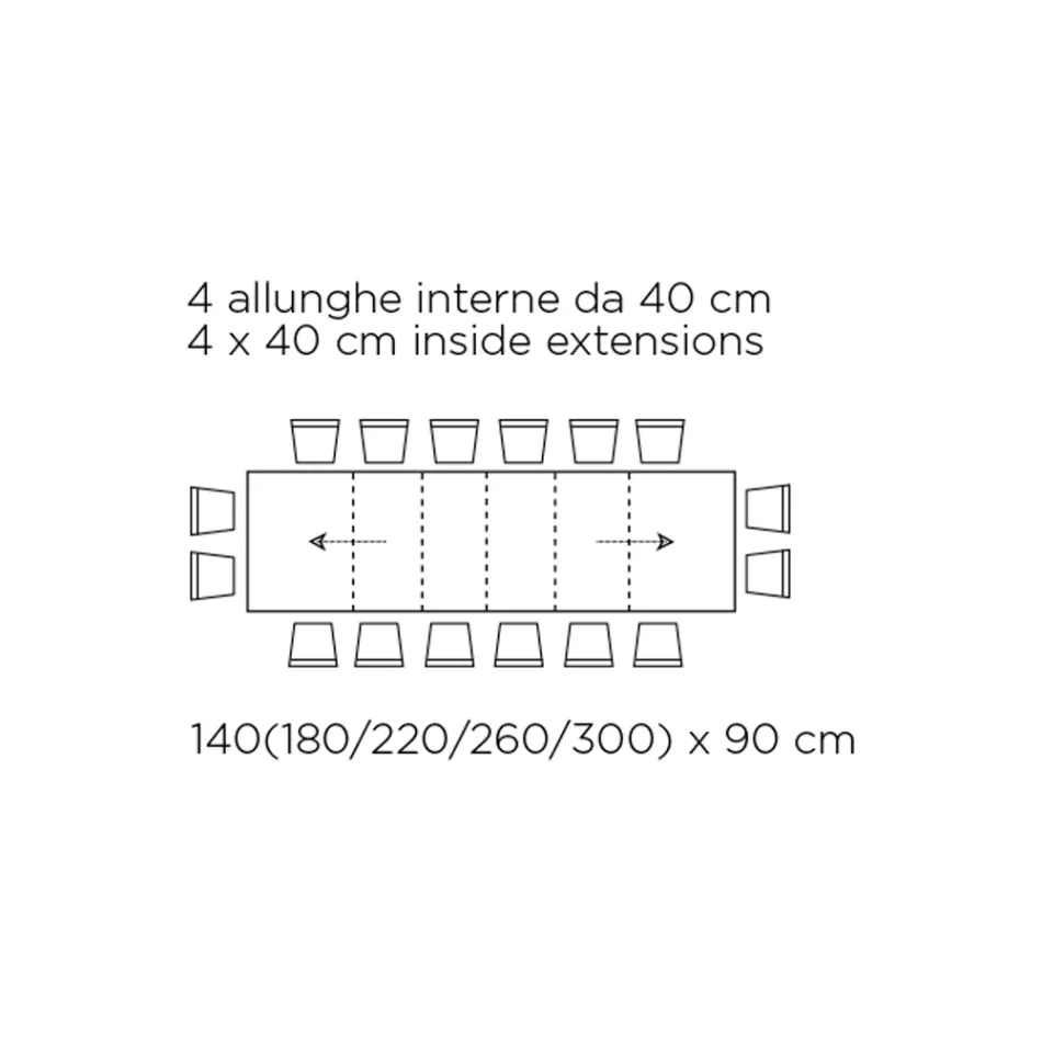 Mesa com Extensões Internas e Borda Dobrável em Laminado Fabricado na Itália - Gordito Viadurini